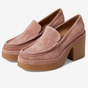 Zodiac Womens Heels Pink Leather Dorit Loafer Platform Chunky Suede US 9.5 M